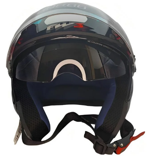 Capacete Moto Aberto Fw3 X Open Up 43 Tamanho 56 Viseira Cristal Óculos Interno Fumê ABS Azul/Vermelho