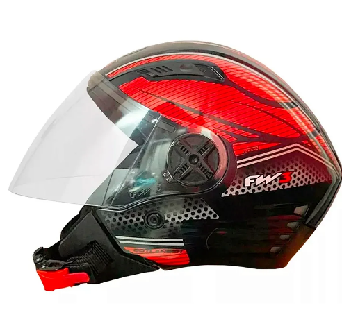 Capacete Moto Aberto X Open Preto/Azul Viseira Cristal Inmetro - FW3