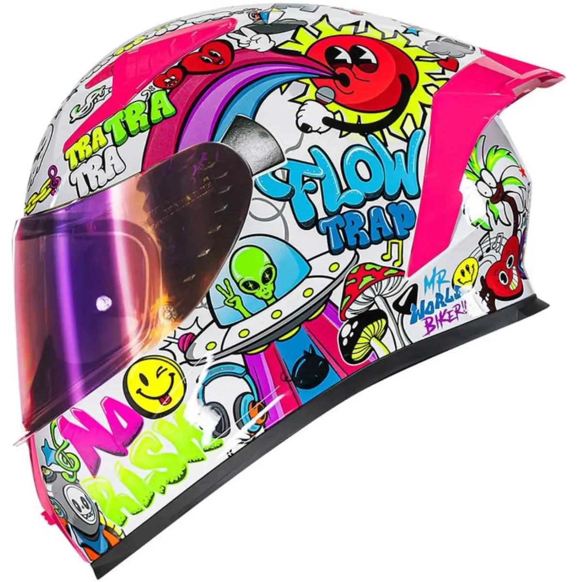 Capacete Norisk Flow Trap Branco Rosa Feminino