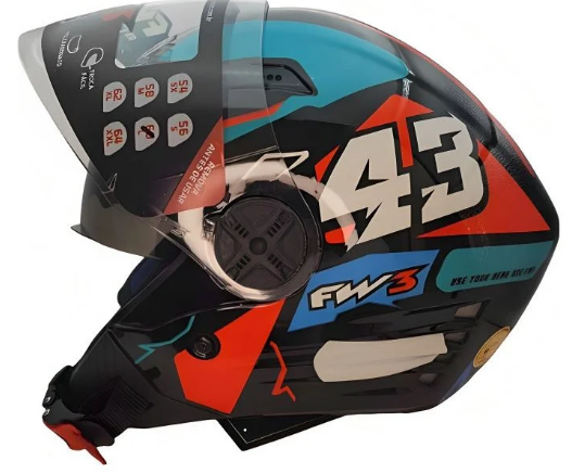 Capacete Moto Aberto Fw3 X Open Up 43 Tamanho 56 Viseira Cristal Óculos Interno Fumê ABS Azul/Vermelho