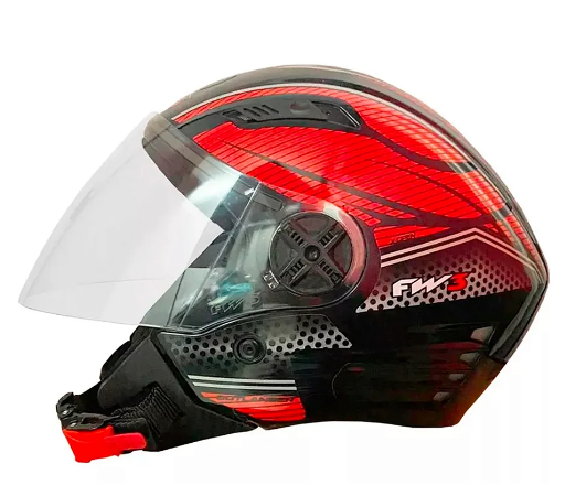 Capacete Moto Aberto X Open Vermelho Viseira Cristal Inmetro Tamanho 56 - FW3