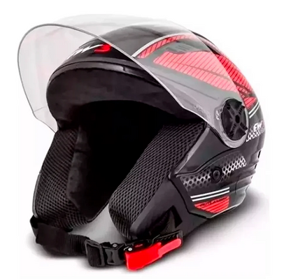Capacete Moto Aberto X Open Vermelho Viseira Cristal Inmetro Tamanho 56 - FW3