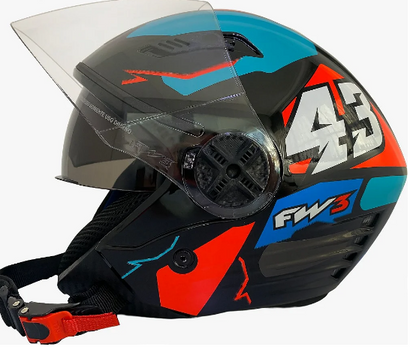 Capacete Moto Aberto Fw3 X Open Up 43 Tamanho 56 Viseira Cristal Óculos Interno Fumê ABS Azul/Vermelho