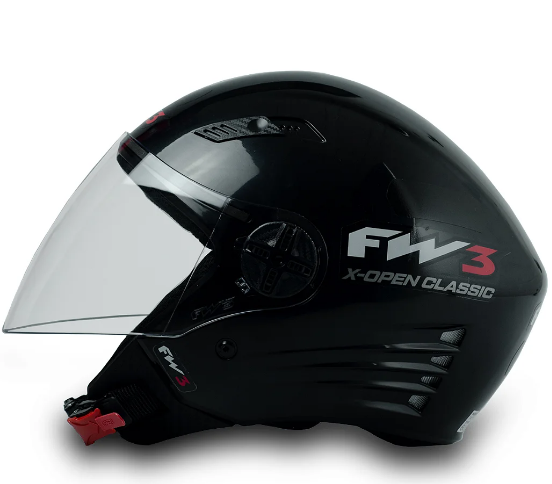 Capacete Moto Aberto X Open Classico Viseira Cristal Preto Inmetro Tamanho 60 - FW3
