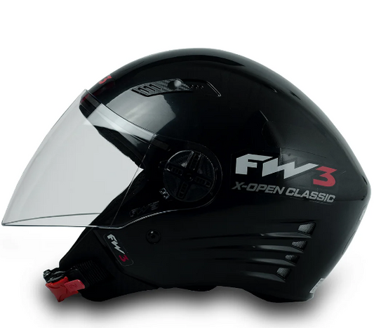 Capacete Moto Aberto X Open Classico Viseira Cristal Preto Inmetro Tamanho 60 - FW3