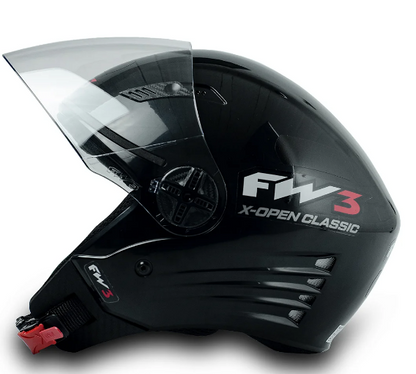 Capacete Moto Aberto X Open Classico Viseira Cristal Preto Inmetro Tamanho 60 - FW3
