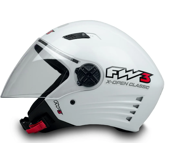 Capacete Moto Aberto X Open Classico Viseira Cristal Branco Inmetro Tamanho 56 - FW3