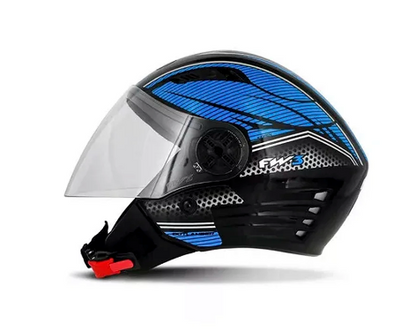 Capacete Moto Aberto X Open Preto/Azul Viseira Cristal Inmetro - FW3