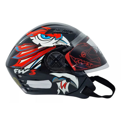 Capacete FW3 X Open Eagle Vermelho Azul Aberto