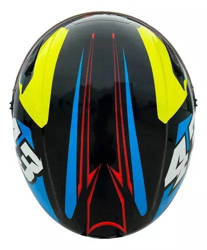 Capacete FW3 X Open Up 43 Preto Azul Amarelo Aberto C/Viseira Solar