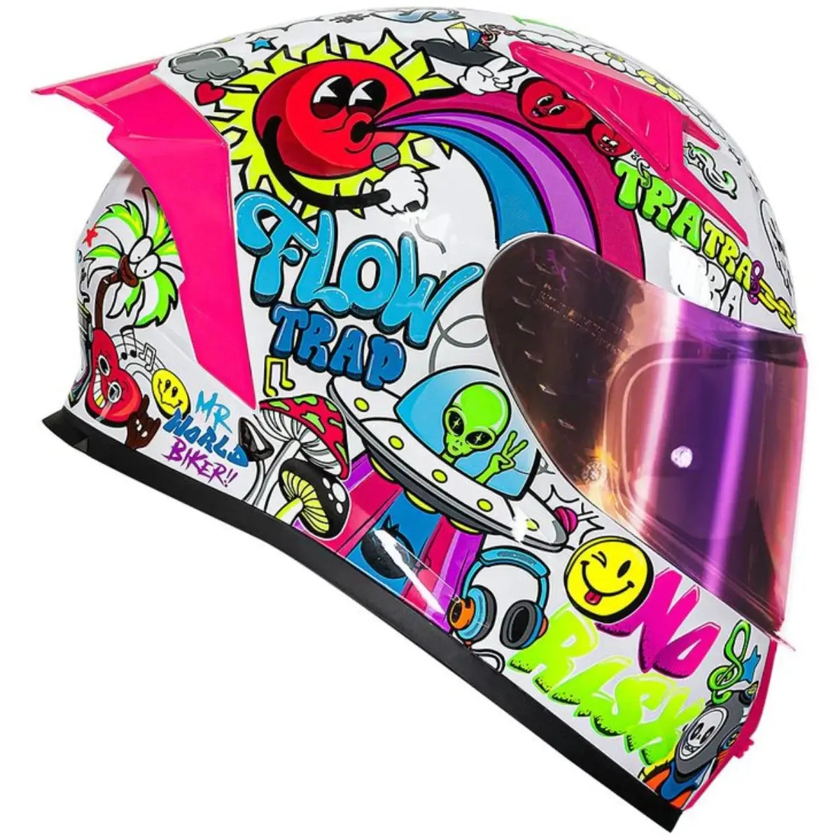 Capacete Norisk Flow Trap Branco Rosa Feminino