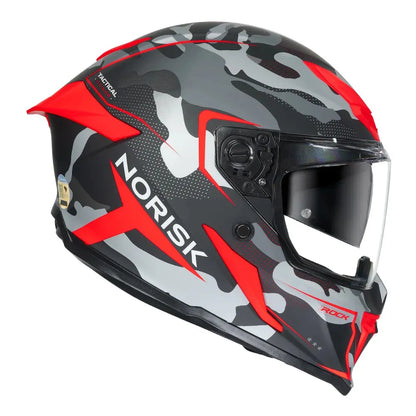 Capacete Norisk Rock Tactical Preto Vermelho Fosco C/Óculos